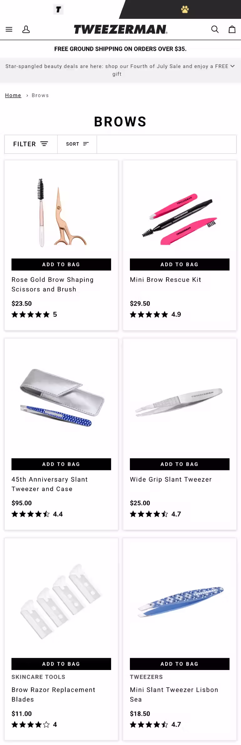 Tweezerman website mobile